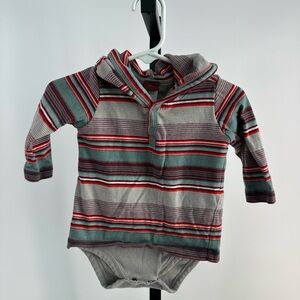 Tea baby striped long sleeve hooded onesie bodysuit size 3-6 months 100% cotton